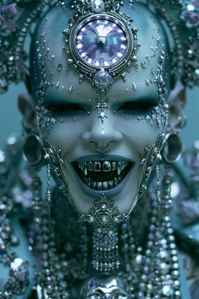 Gothic Cyber Queen Portrait Print. poster
