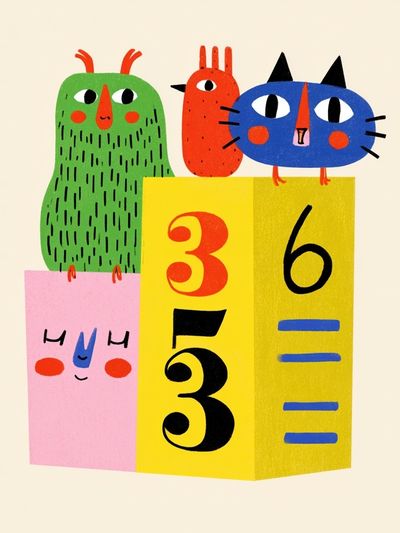Playful Cat and Friends Illustration Poster.