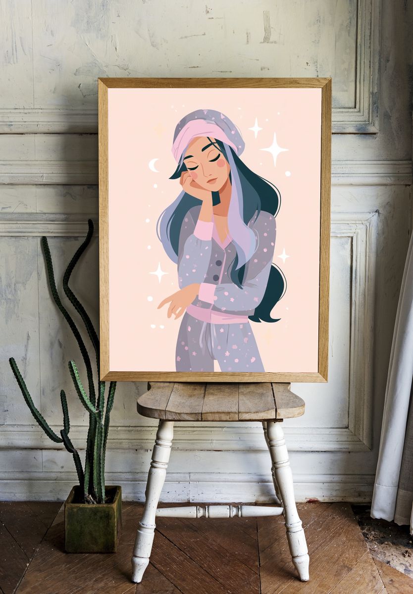 Dreamy Girl Illustration Poster. — room view 1