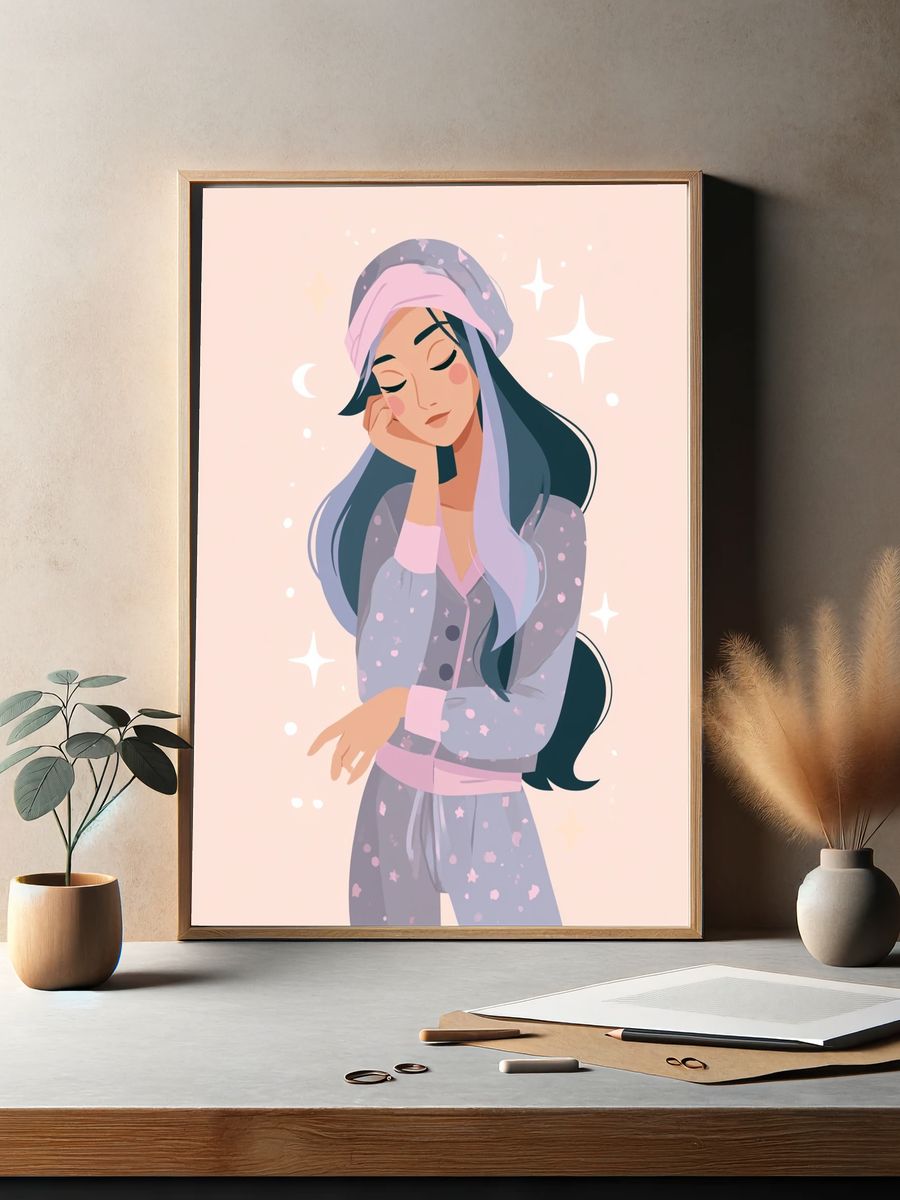 Dreamy Girl Illustration Poster. — room view 2