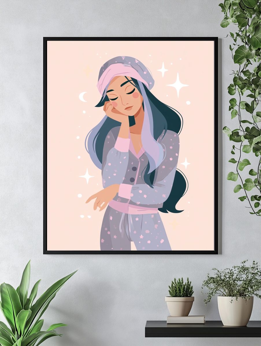 Dreamy Girl Illustration Poster. — room view 4