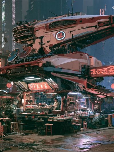 Cyberpunk Street Market Poster. poster
