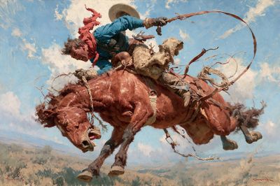 Bucking Bronco Rodeo Illustration Print. poster print