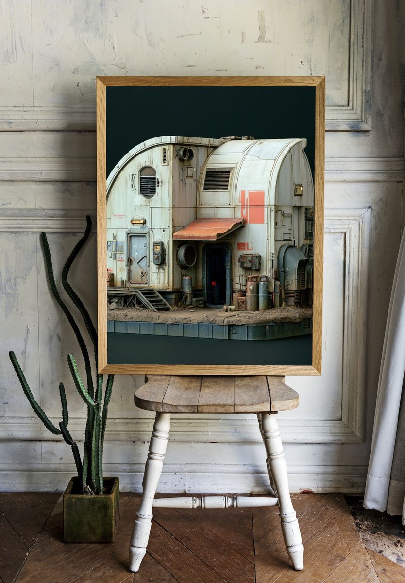 Sci-Fi Industrial Habitat Illustration Poster. room preview