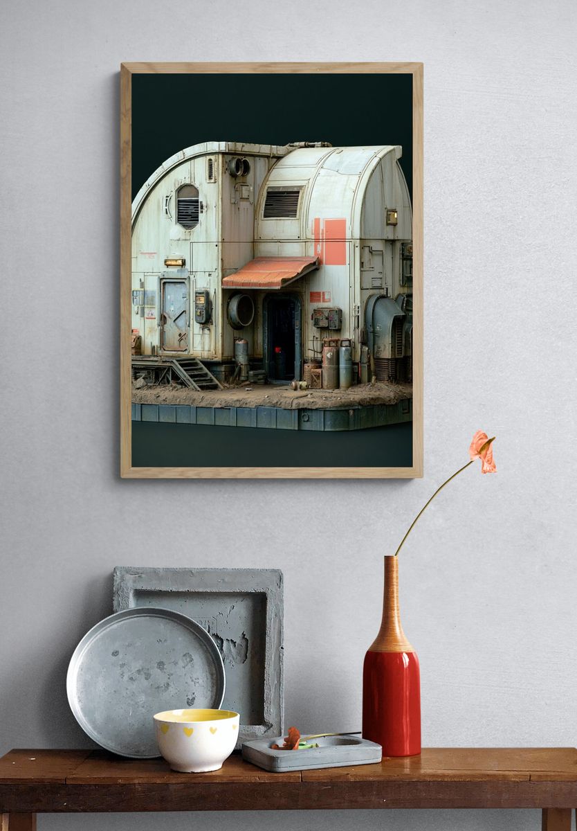 Sci-Fi Industrial Habitat Illustration Poster. — room view 3