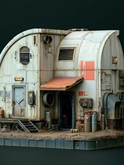 Sci-Fi Industrial Habitat Illustration Poster. poster