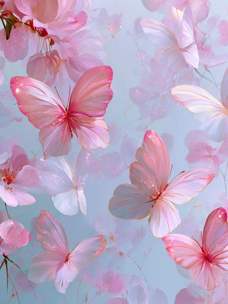 Pink Butterfly Blossom Illustration Poster. poster — illustration art