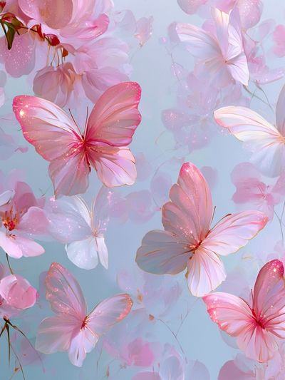 Pink Butterfly Blossom Illustration Poster. poster