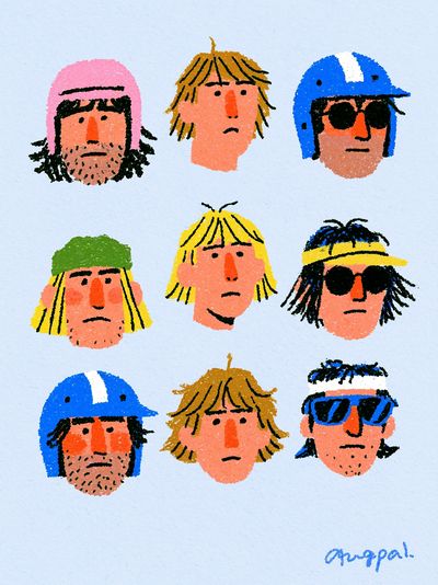 Surfer Faces Illustration Poster. poster