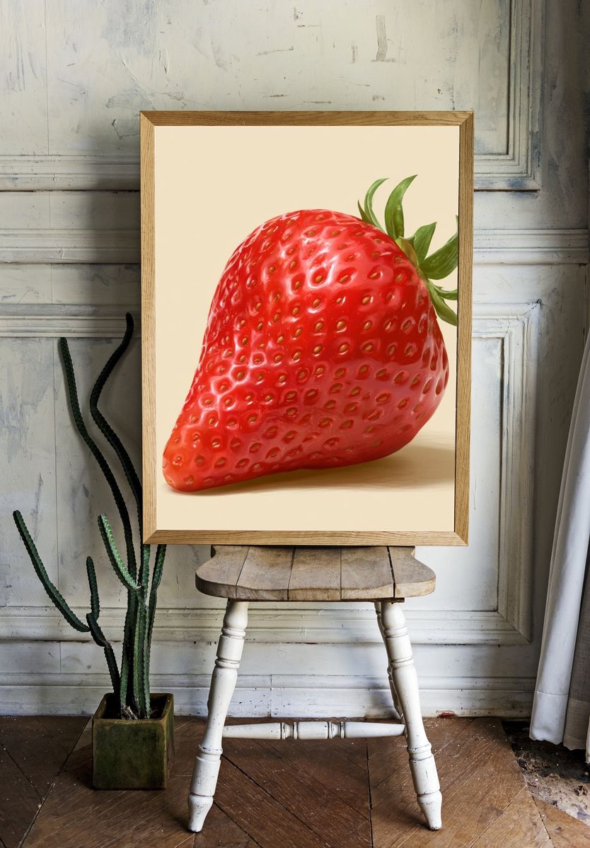 Glossy Strawberry Illustration Poster. room preview