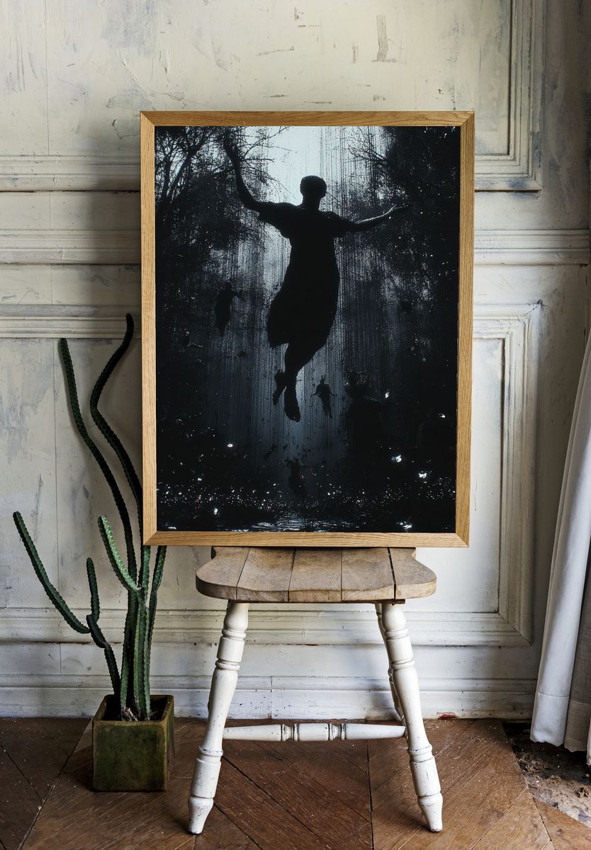 Floating Silhouette Dark Fantasy Print. room preview