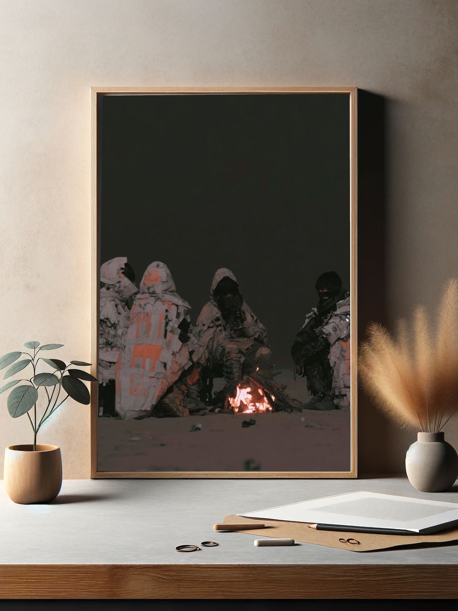 Desert Campfire Figures — Surreal Print. — room view 2