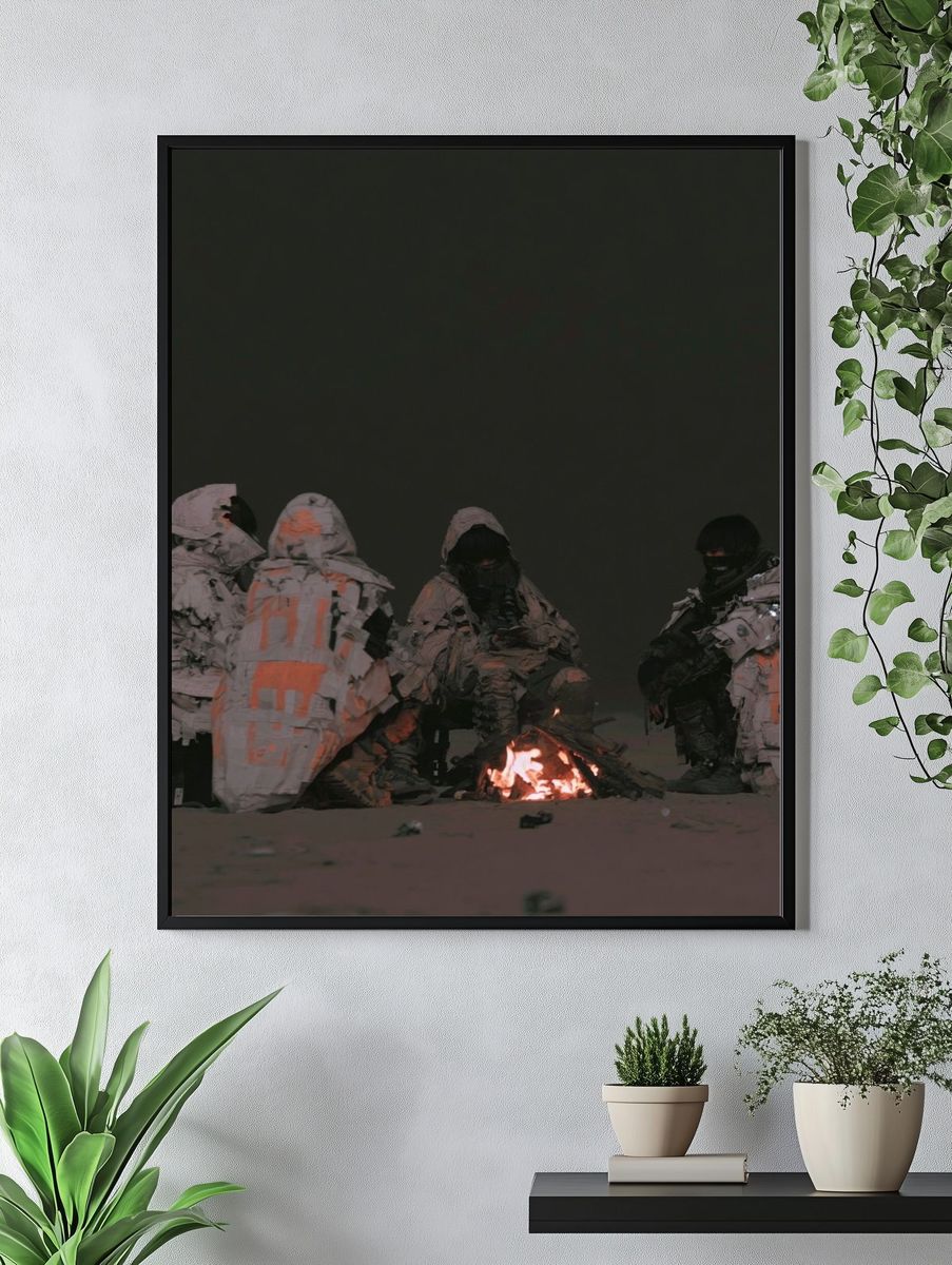 Desert Campfire Figures — Surreal Print. — room view 4