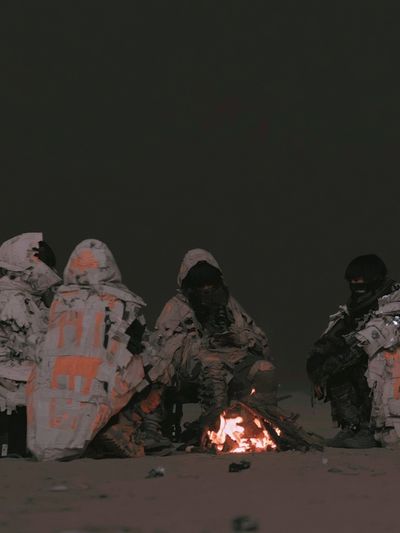 Desert Campfire Figures — Surreal Print.