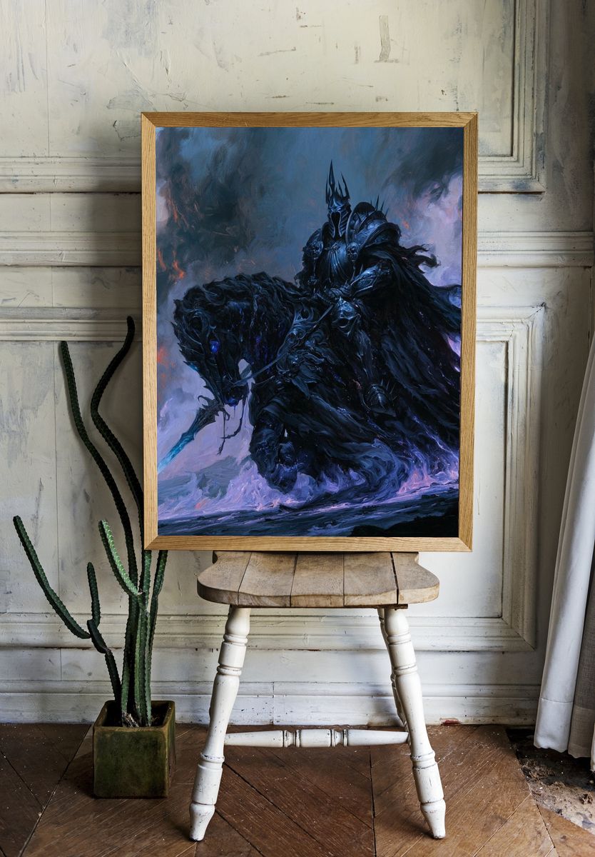Dark Knight on Horseback Fantasy Print. — room view 1