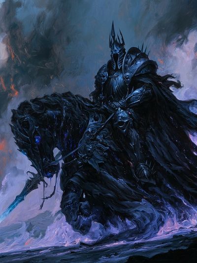 Dark Knight on Horseback Fantasy Print. poster