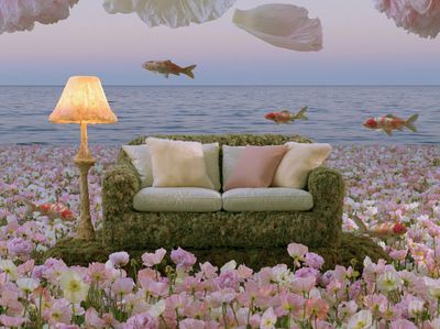 Dreamy Koi Garden Surrealism Print. poster