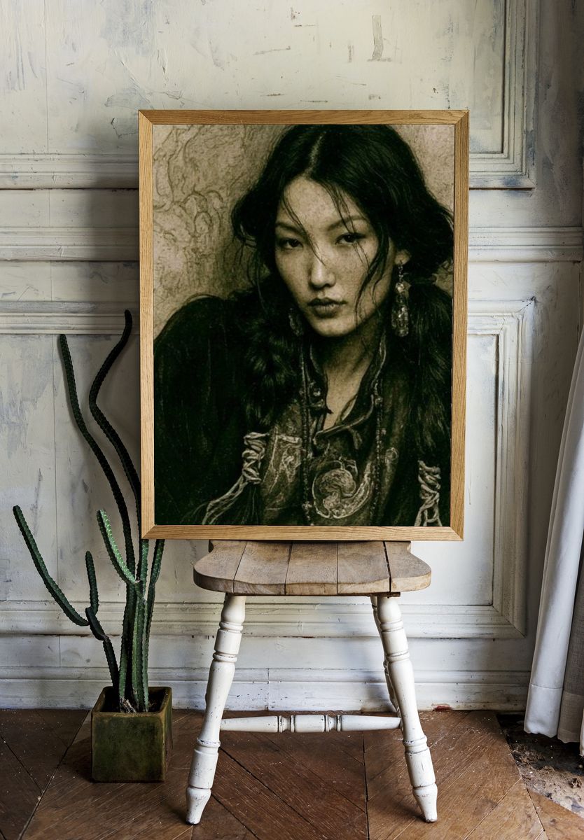 Moody Portrait Illustration Poster. — room view 1