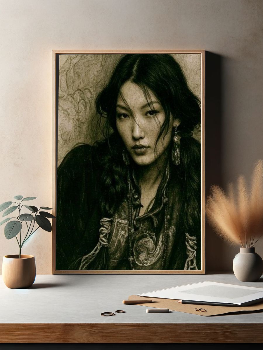 Moody Portrait Illustration Poster. — room view 2