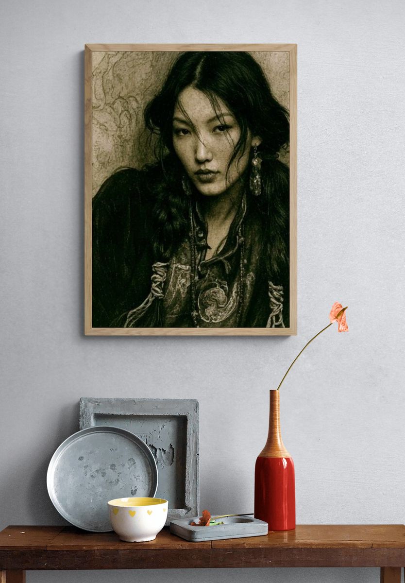 Moody Portrait Illustration Poster. — room view 3