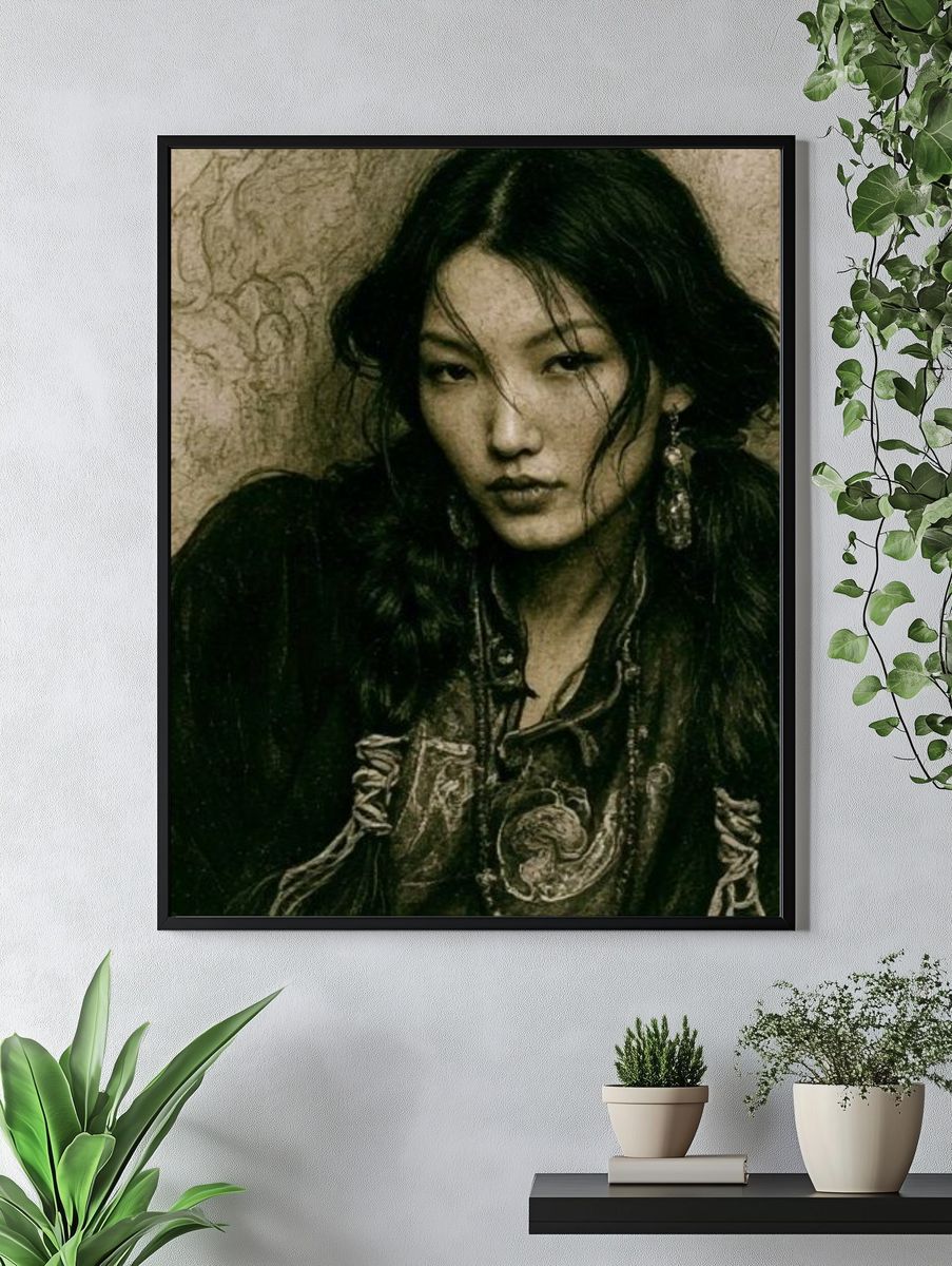 Moody Portrait Illustration Poster. — room view 4