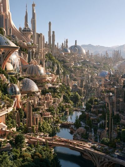 Futuristic Cityscape Landscape Print. poster