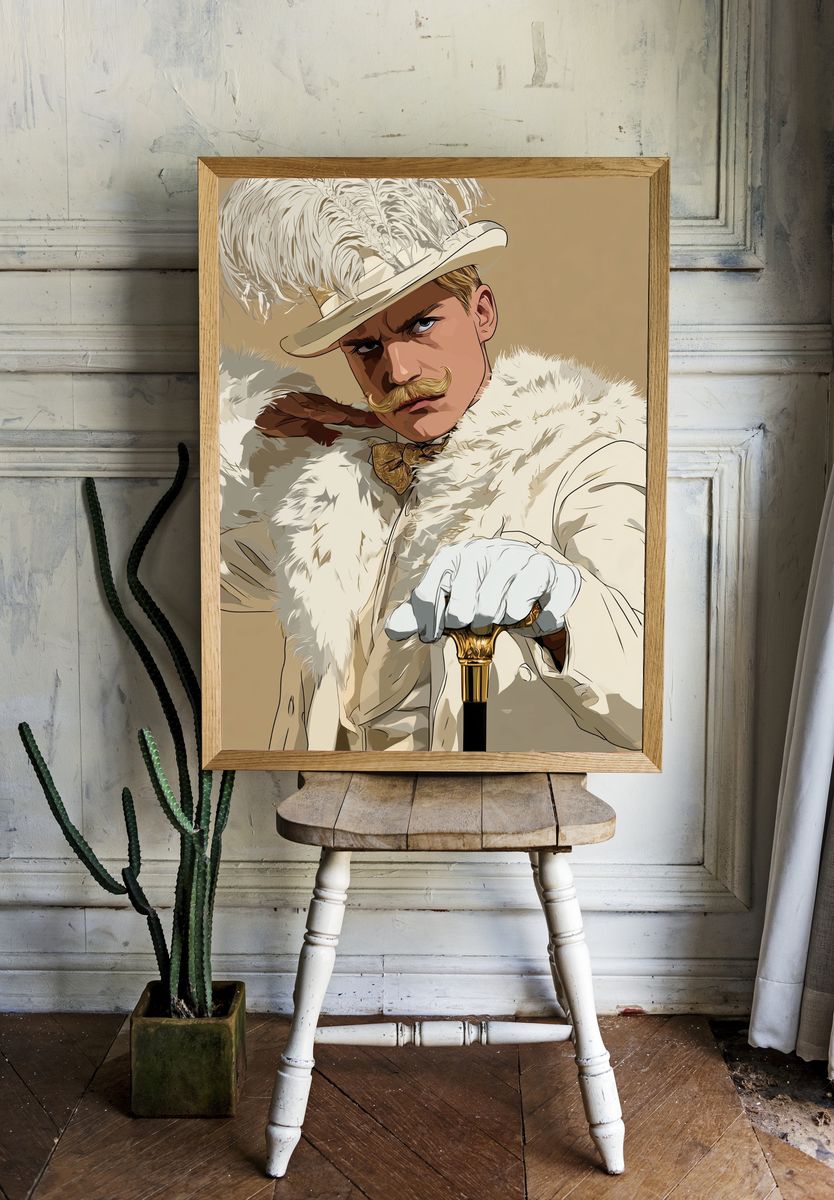 Vintage Dandy Portrait Print. room preview