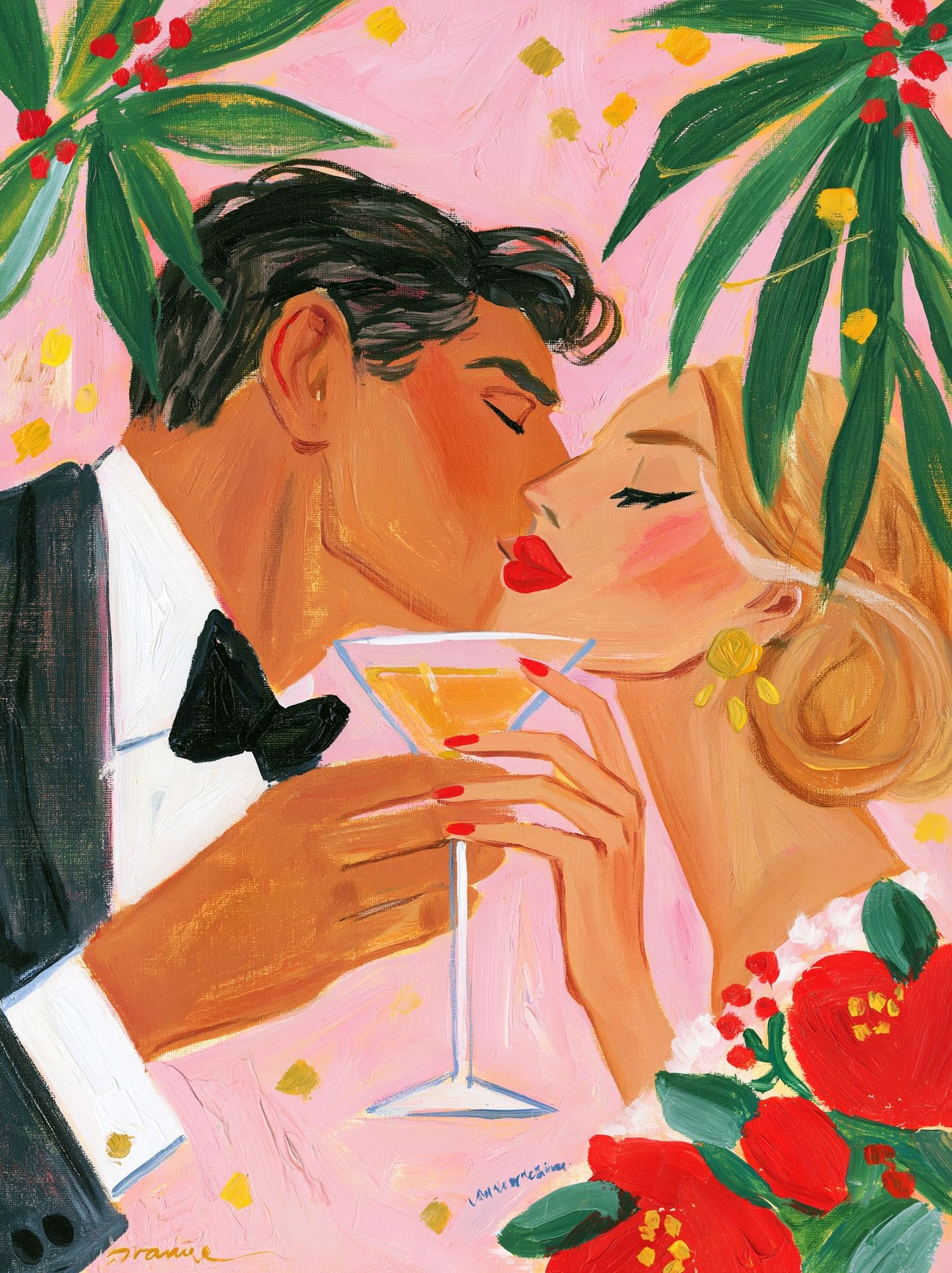Romantic Kiss Illustration Poster. poster — illustration art