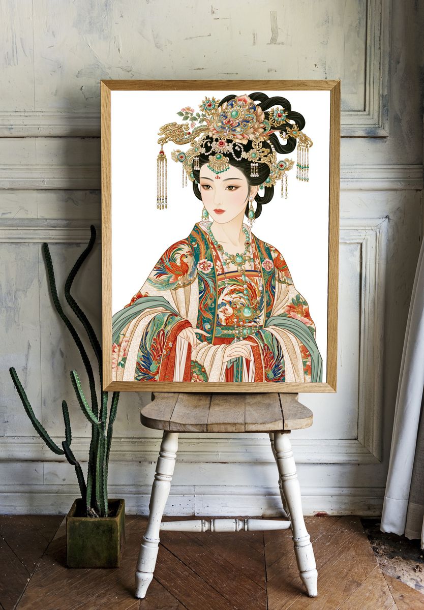 Imperial Geisha Portrait Print. room preview