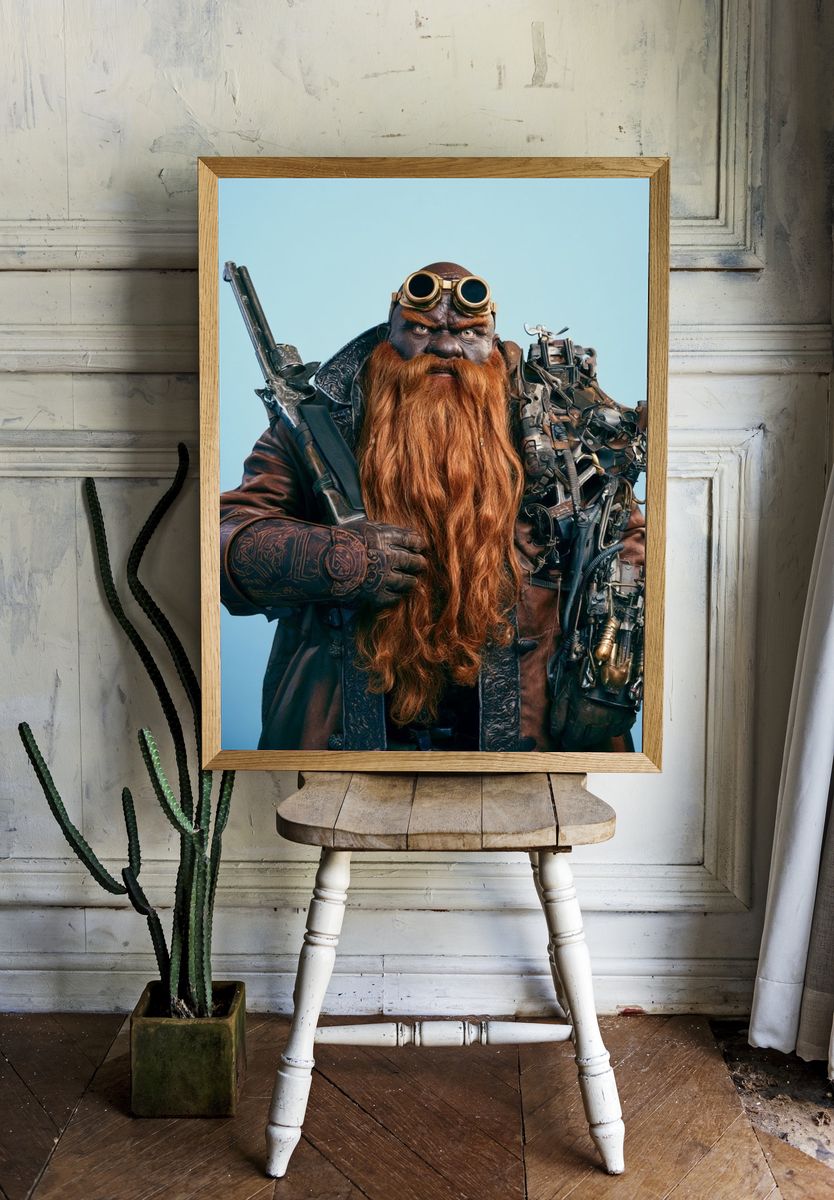 Steampunk Dwarf Portrait Poster. room preview