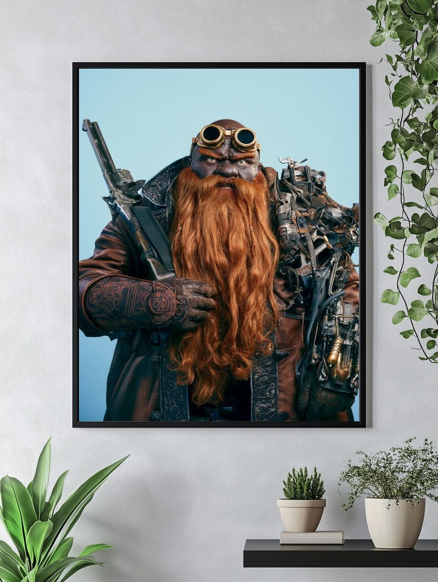 Steampunk Dwarf Portrait Poster. — room view 4