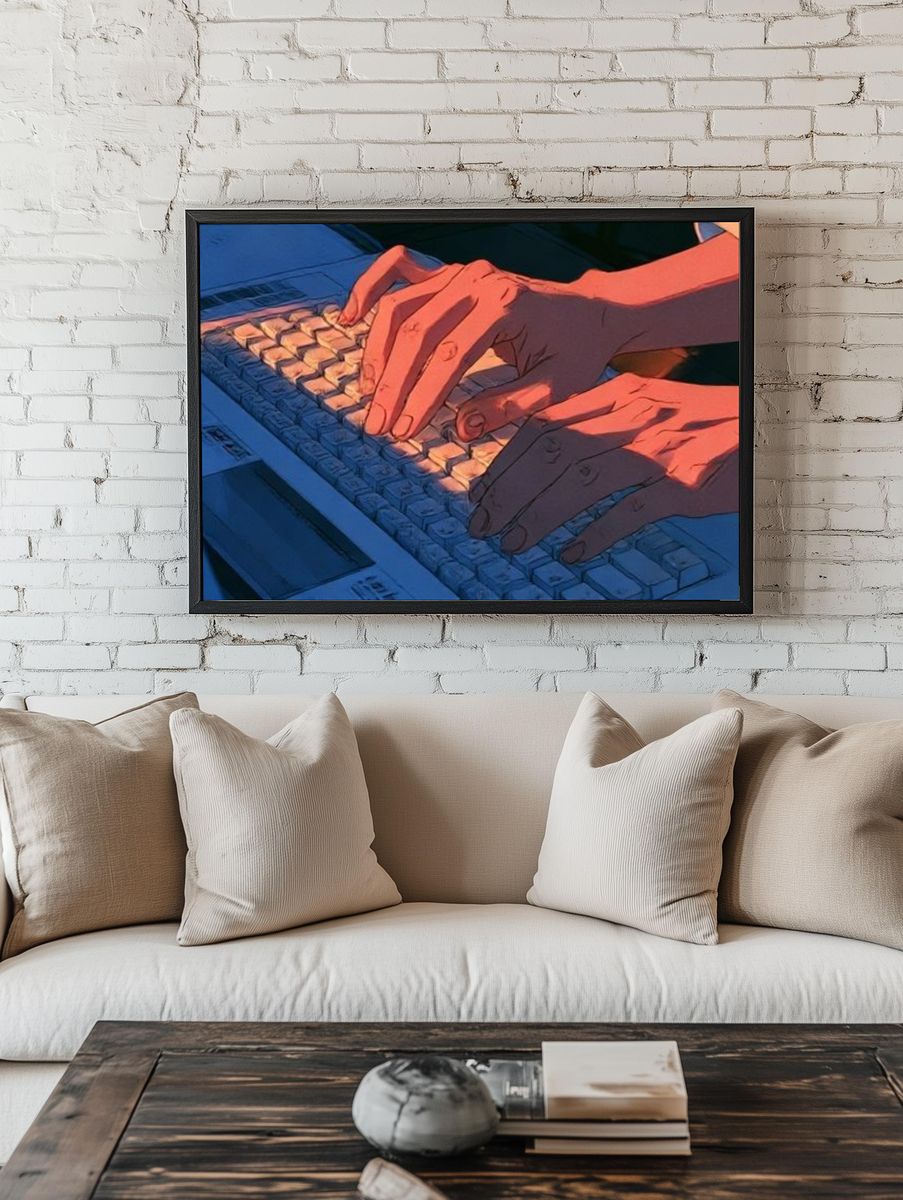 Typing Hands Digital Art Poster. room preview