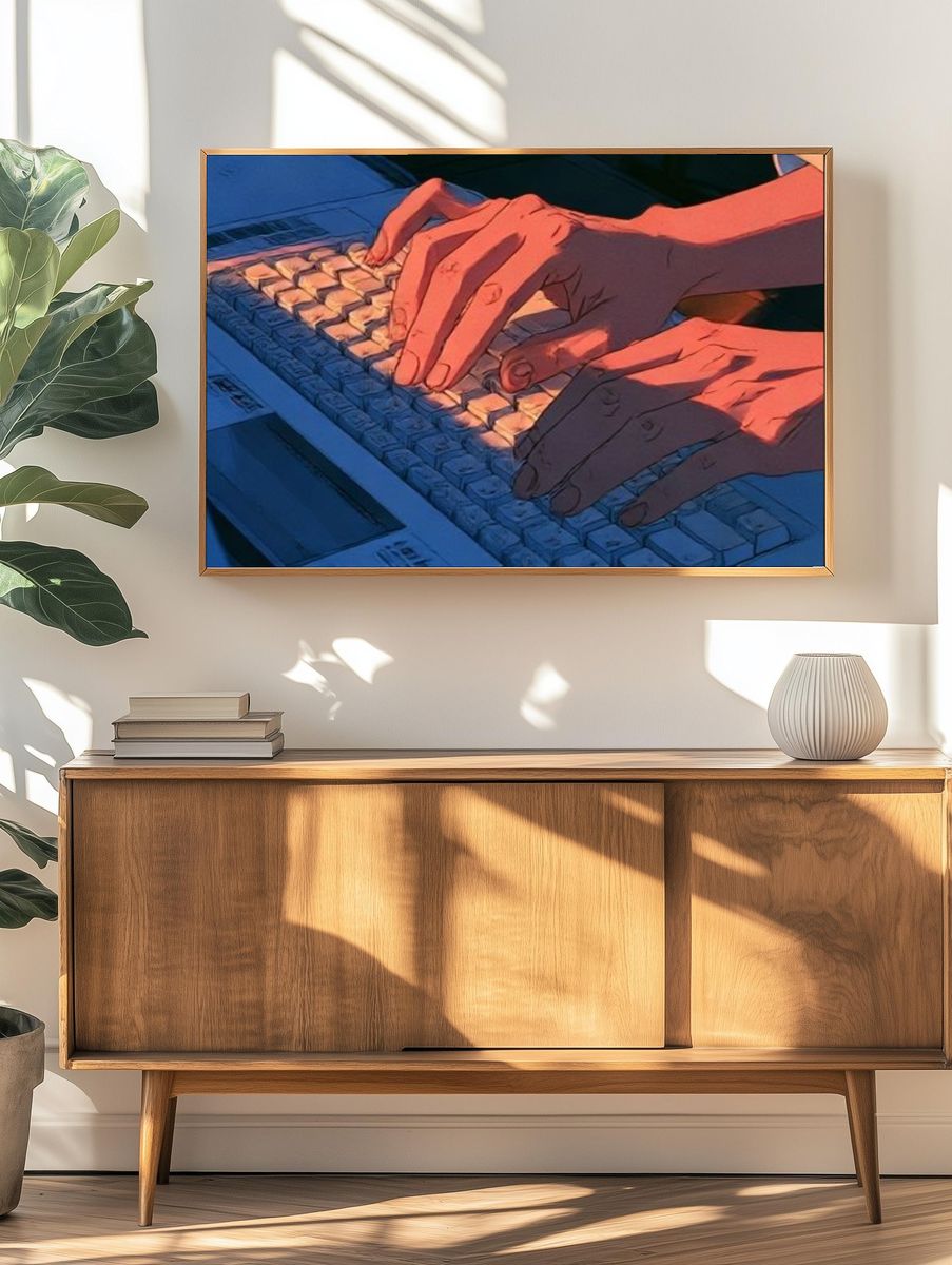 Typing Hands Digital Art Poster. — room view 3