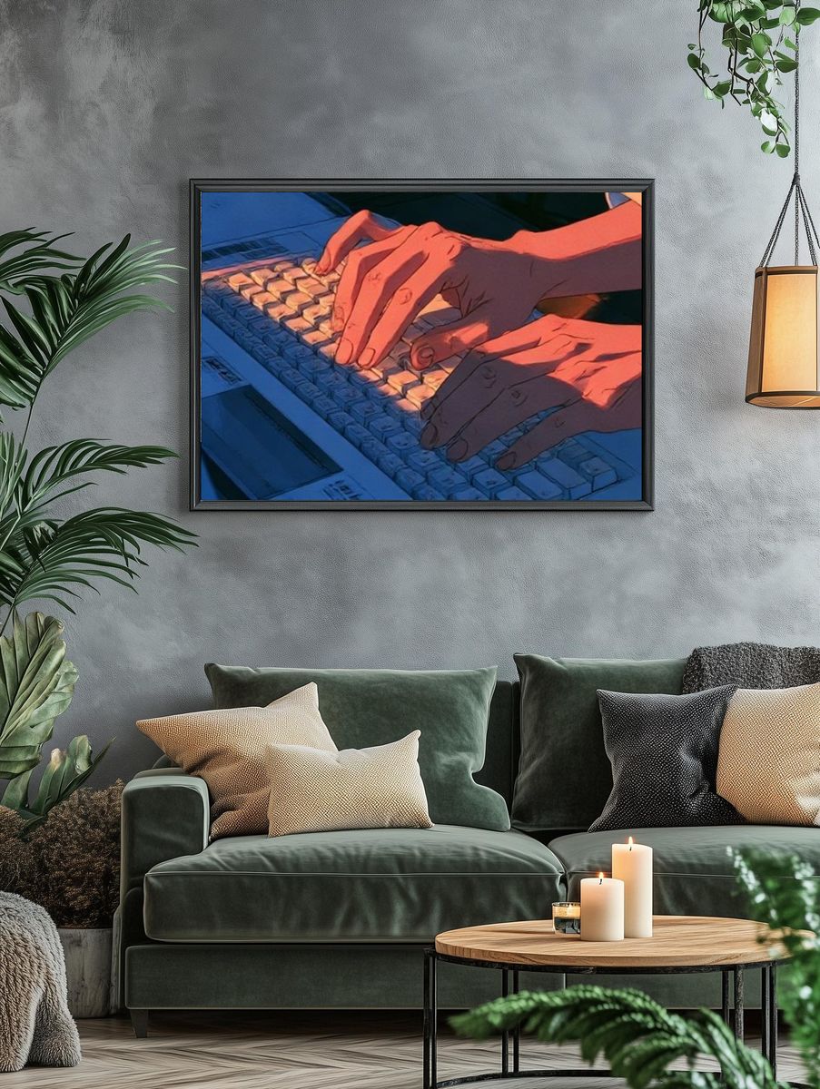 Typing Hands Digital Art Poster. — room view 4