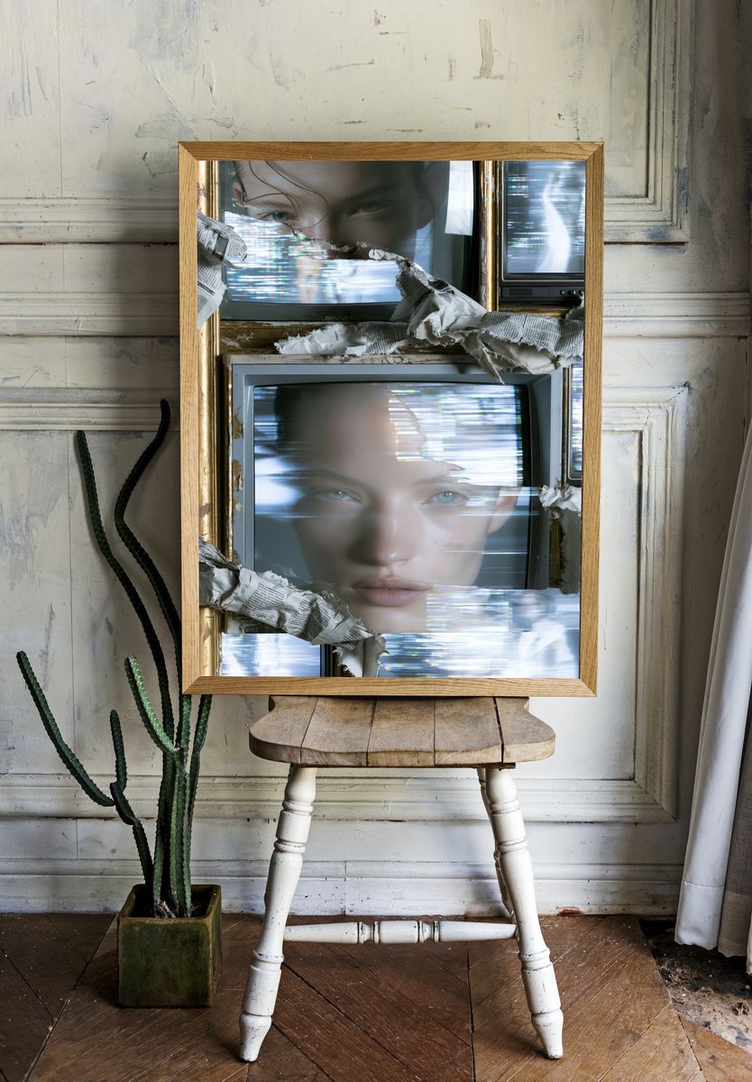 Glitch Portrait Collage Print. room preview
