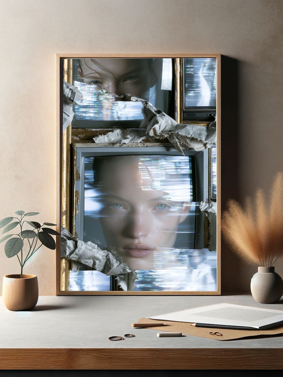 Glitch Portrait Collage Print. — room view 2