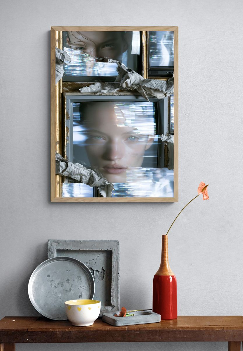 Glitch Portrait Collage Print. — room view 3