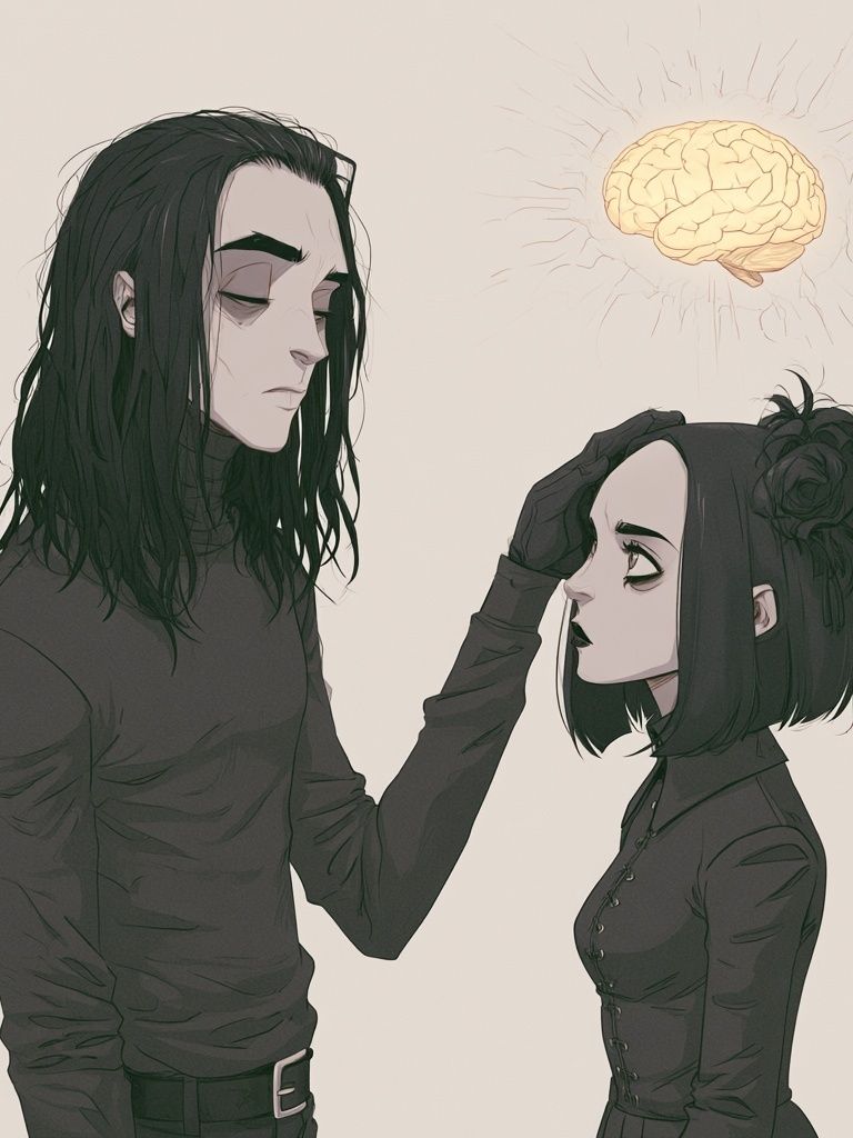 Gothic Couple with Brain Glow Print. poster detail