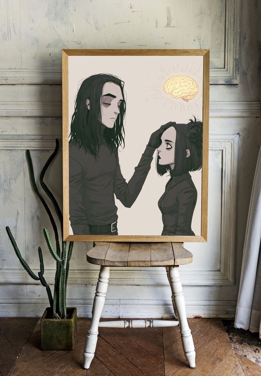Gothic Couple with Brain Glow Print. room preview