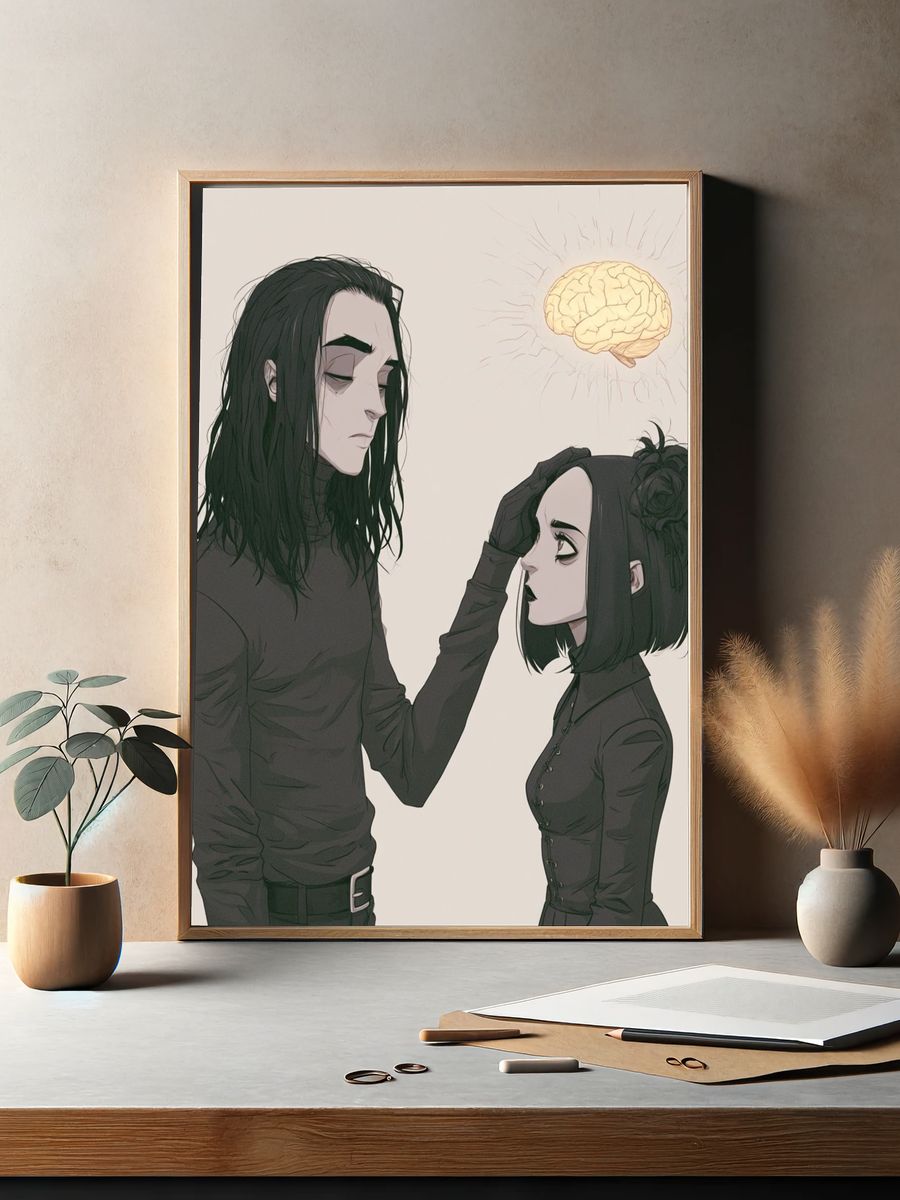 Gothic Couple with Brain Glow Print. — room view 2
