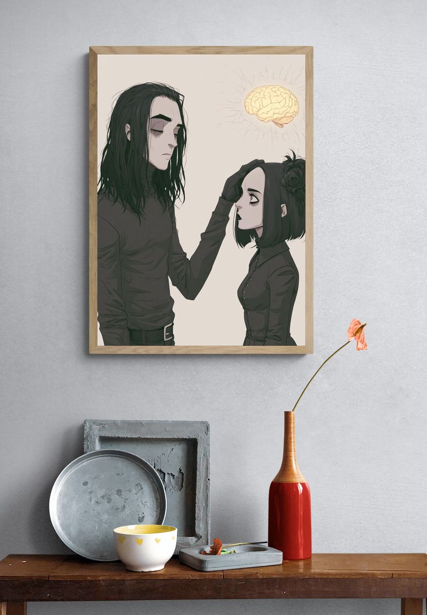 Gothic Couple with Brain Glow Print. — room view 3