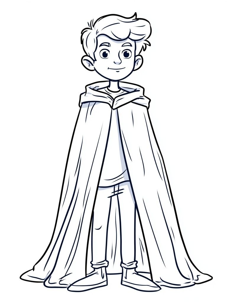 Boy in Cape Illustration Poster. poster detail