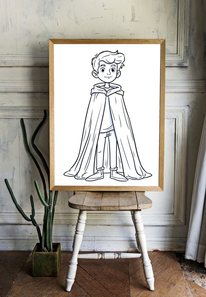 Boy in Cape Illustration Poster. room preview