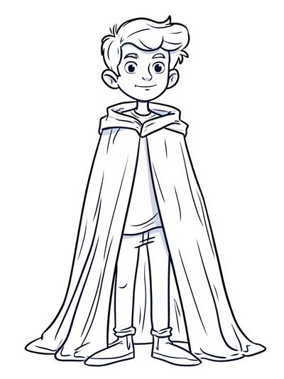 Boy in Cape Illustration Poster.