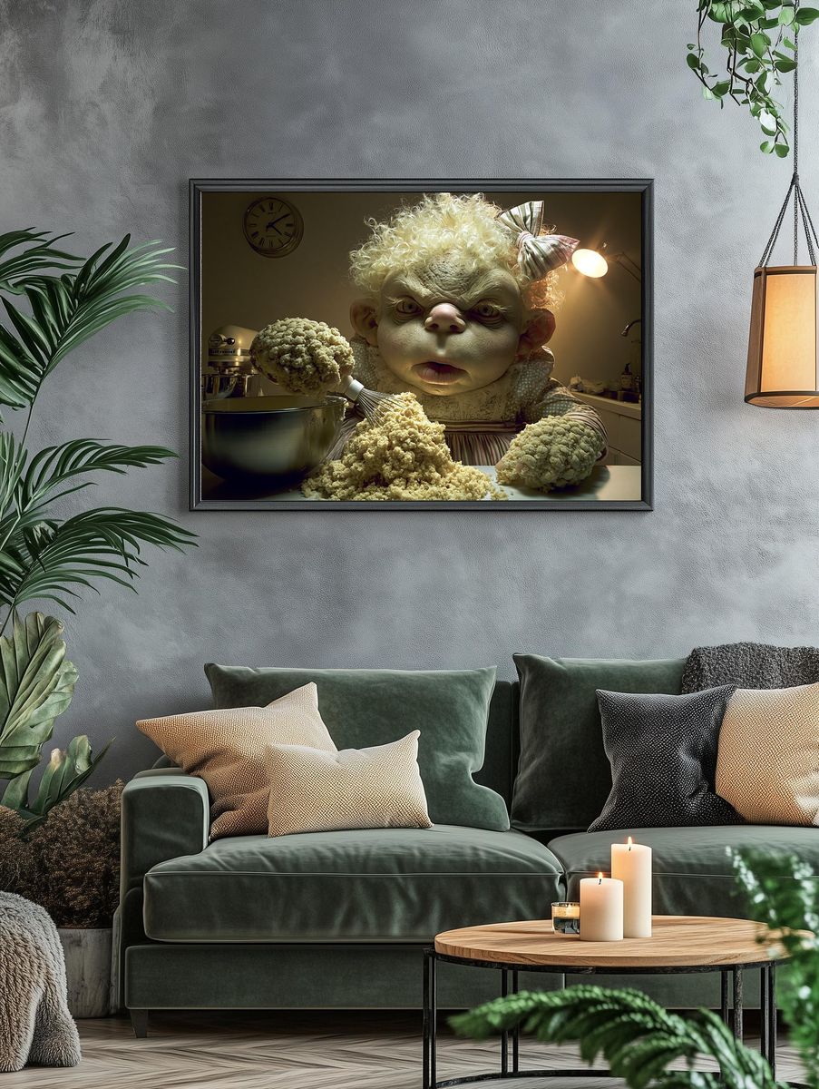 Creepy Baker Portrait Poster. — room view 4