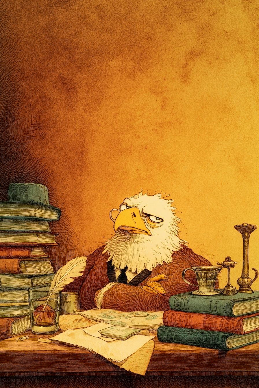 Scholar Eagle Illustration Poster. poster detail