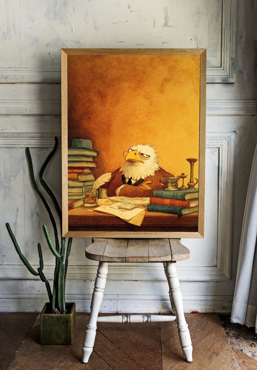 Scholar Eagle Illustration Poster. room preview