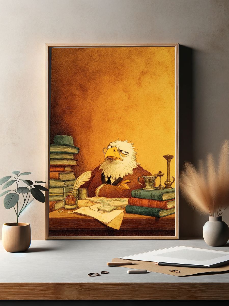 Scholar Eagle Illustration Poster. — room view 2