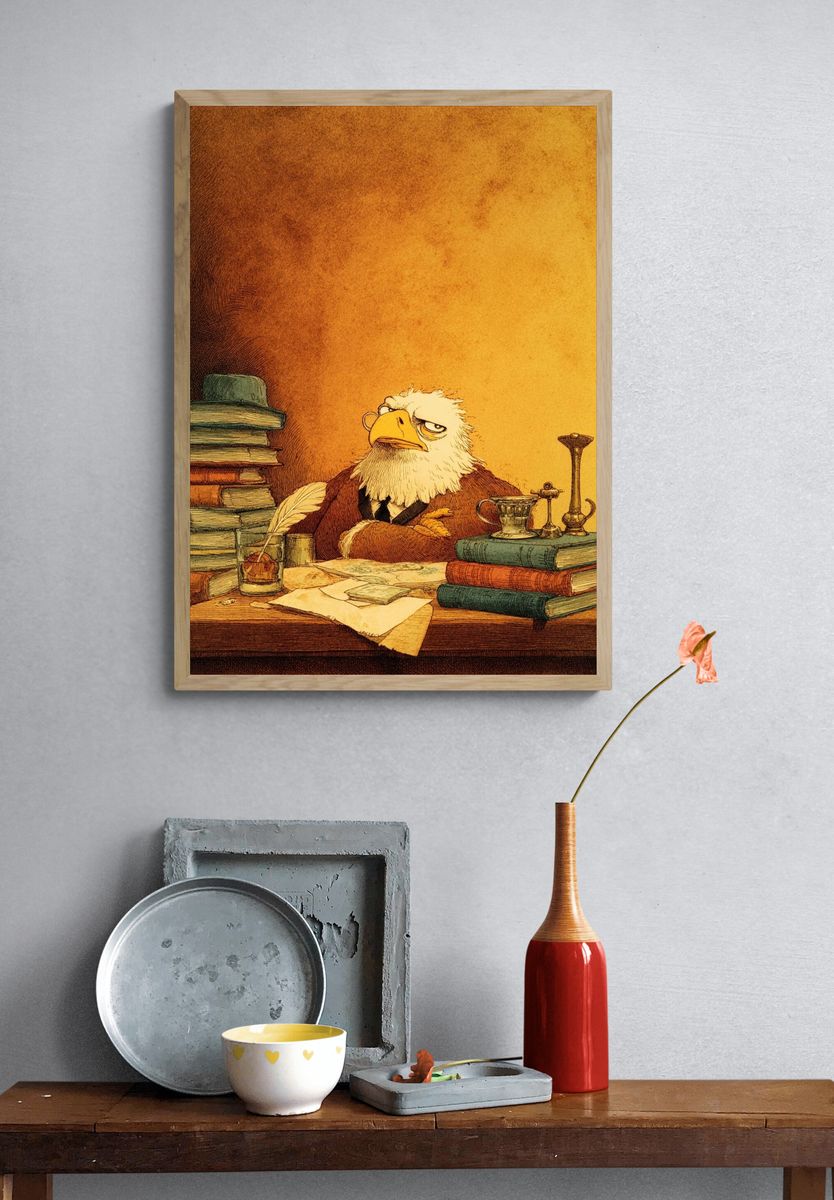 Scholar Eagle Illustration Poster. — room view 3