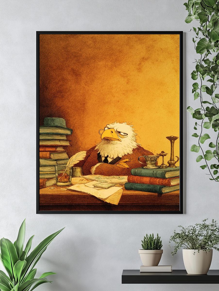 Scholar Eagle Illustration Poster. — room view 4